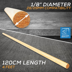 1 1/8" Wooden Broom Handle 4ft (120cm) | 28-29mm Shaft