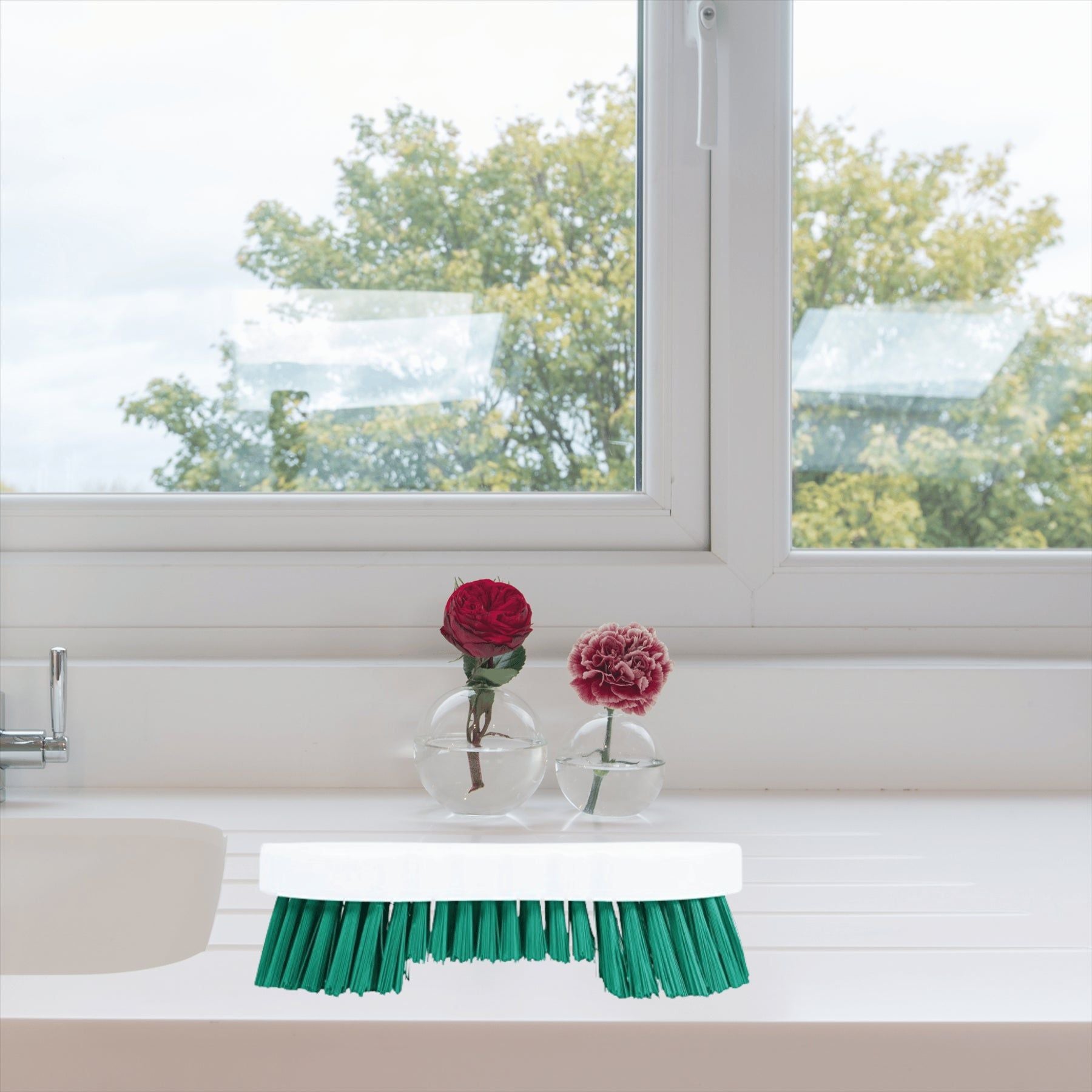 Green Colour Coded Double Winged Scrubbing Brush