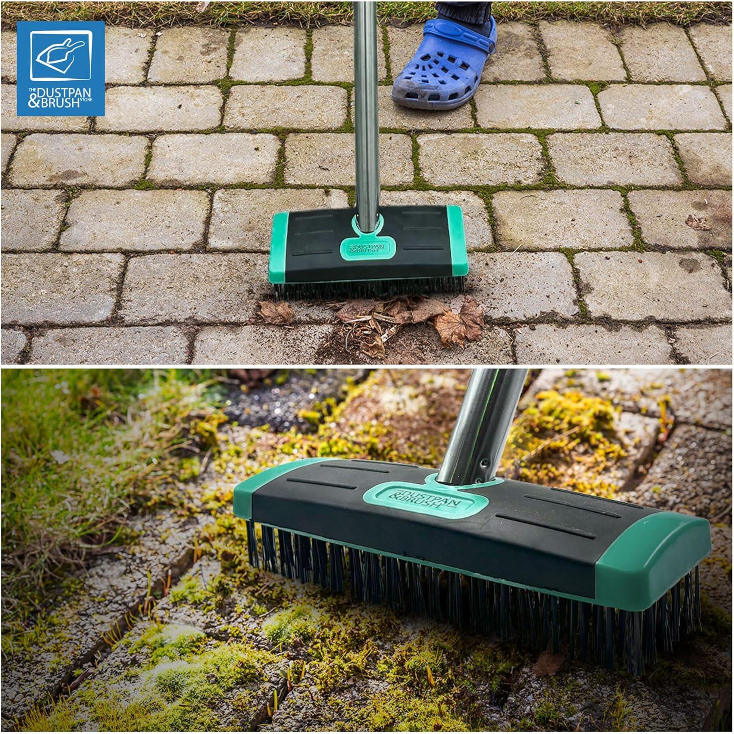Wire Broom for Moss & Weed Removal | 4pc Long Handle Brush