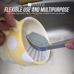 Round Dish Brush with Scraper | Nylon Washing Up Brush