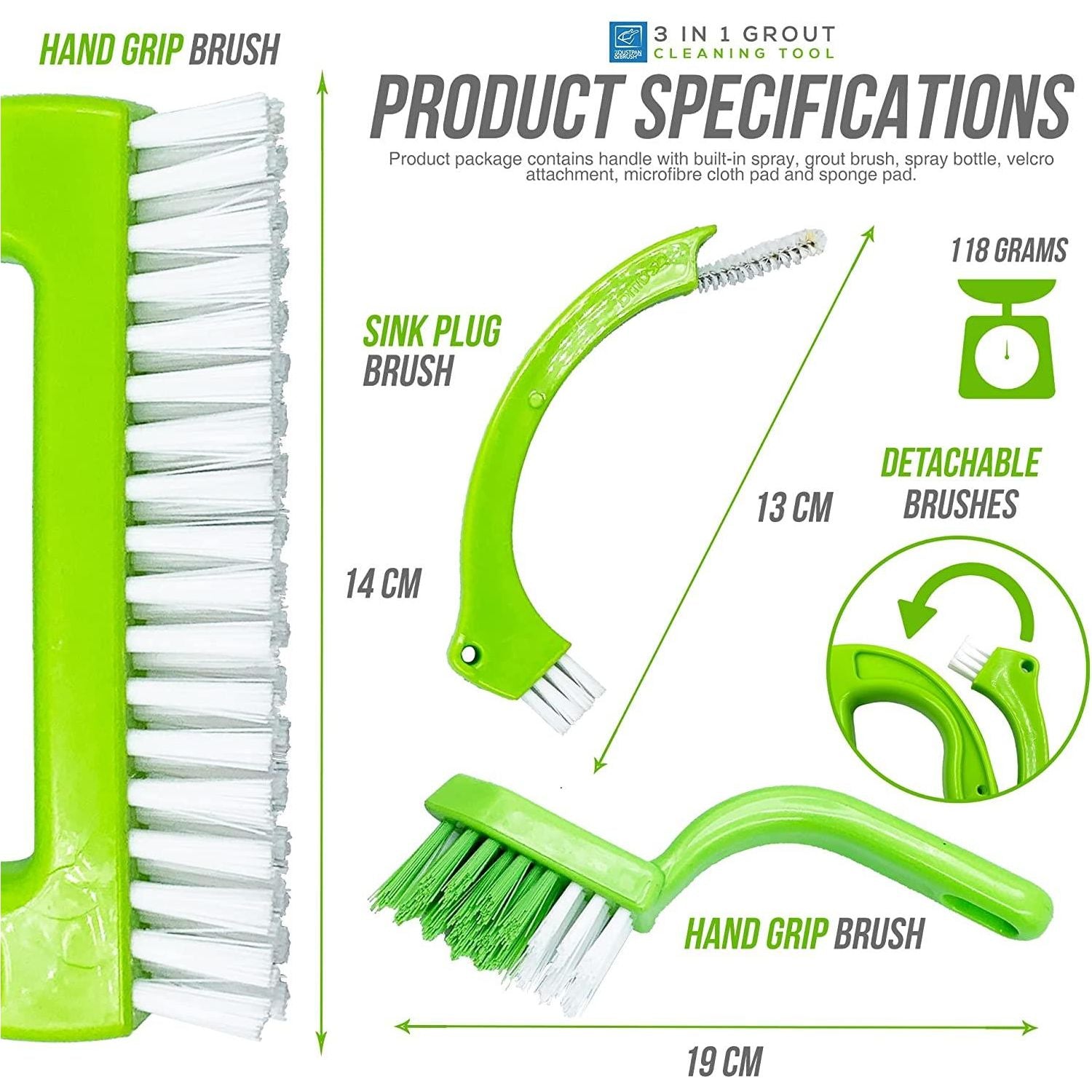 3 in 1 Grout Cleaning Brush for Bathroom Kitchen & Tiles