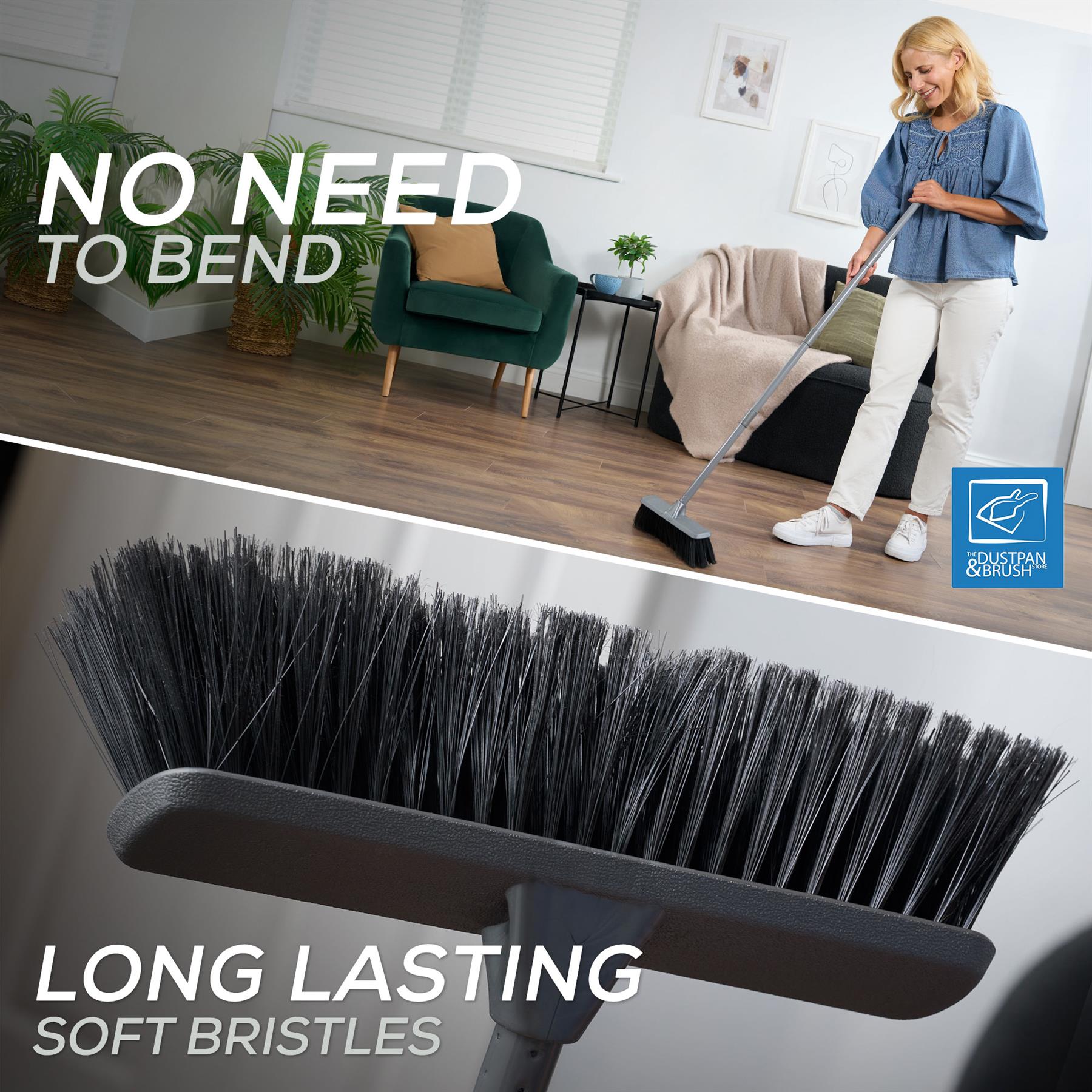 Soft Indoor Broom with 4 Piece Metal Handle