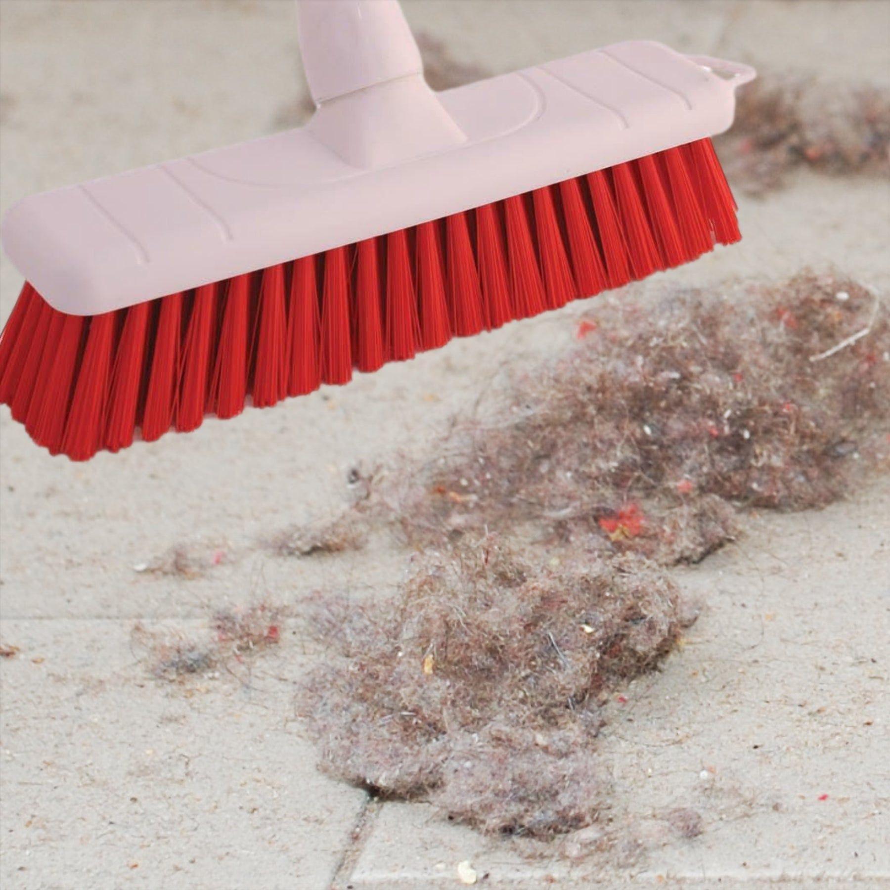 Red Colour Coded 12" Soft Broom & Handle