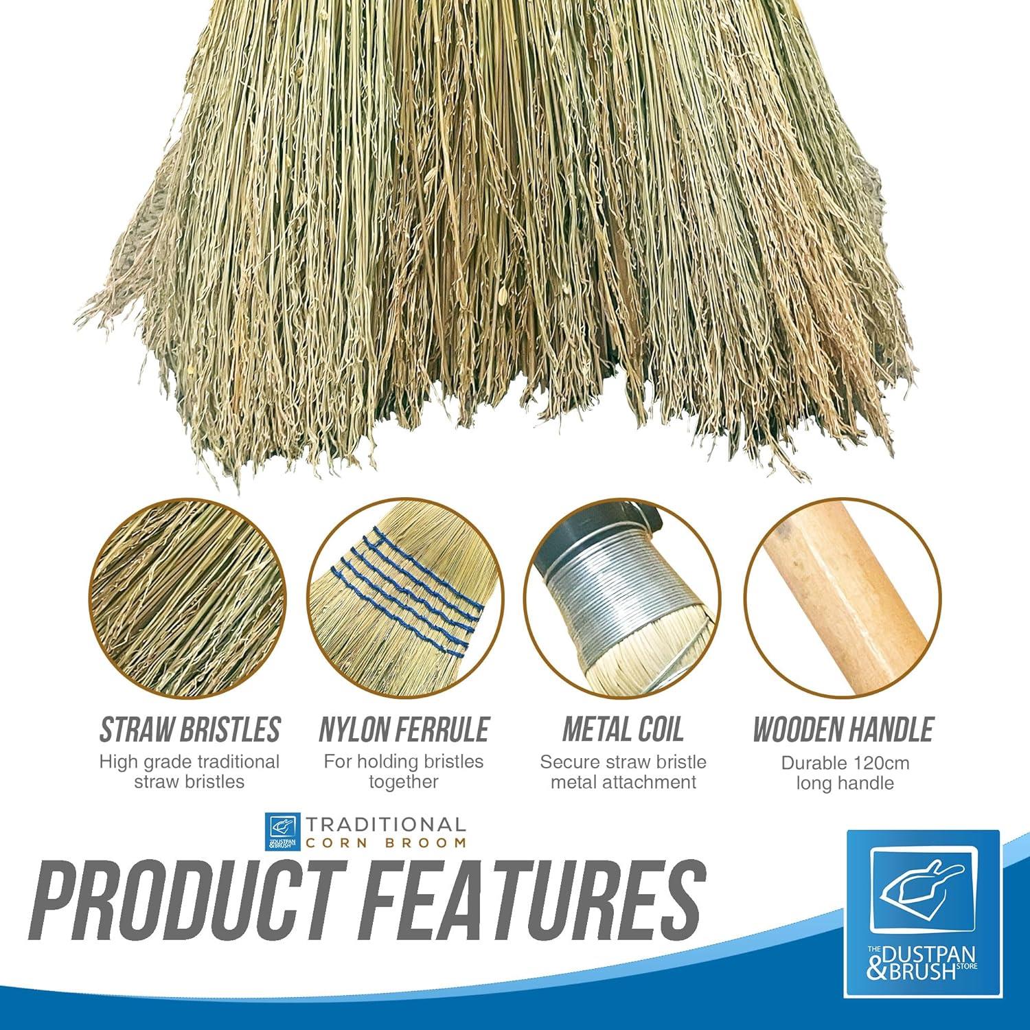 Traditional American Corn Broom Natural Outdoor Sweeping Brush