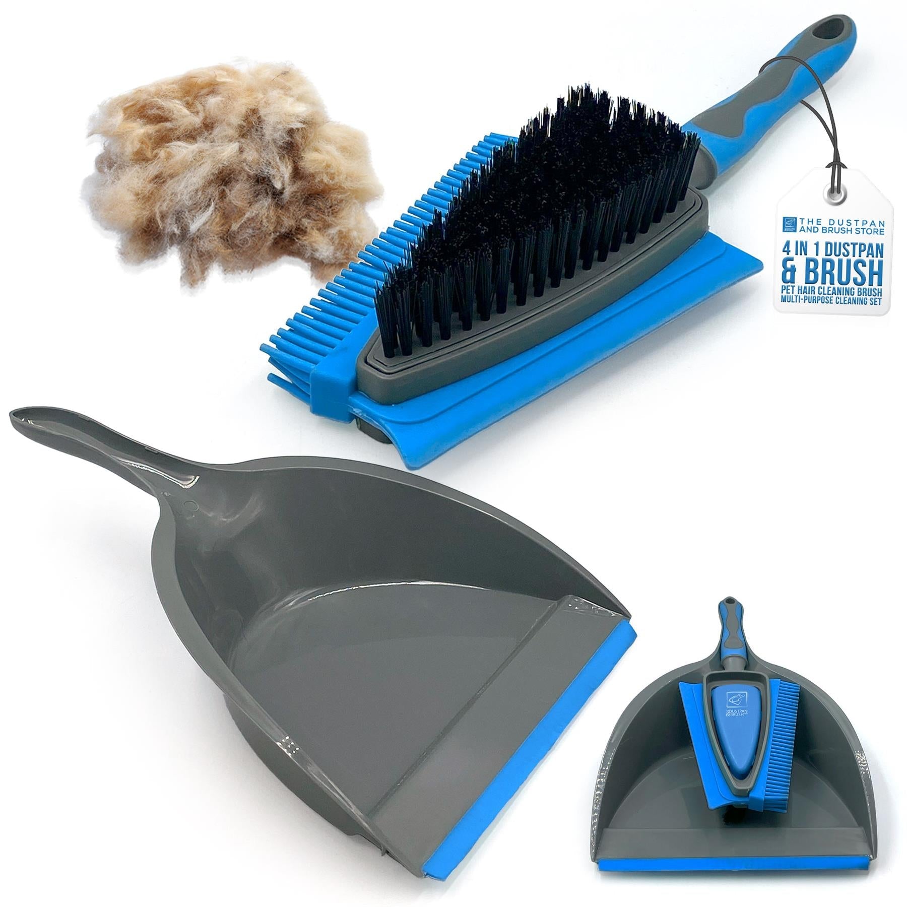 4 in 1 Rubber Dustpan and Brush Set for Pet Hair