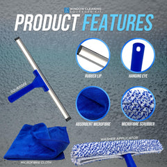 Window Cleaning Squeegee & Applicator Kit with Microfibre Cloth