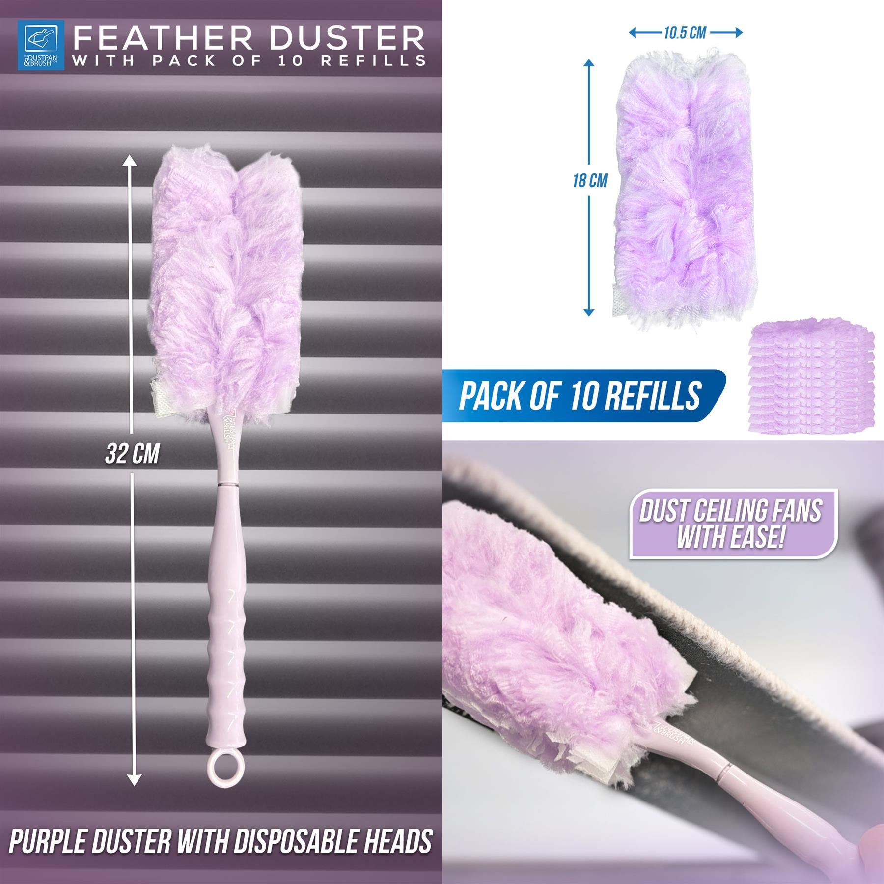 Fluffy Duster with 10 Refills | Disposable Dusting Heads
