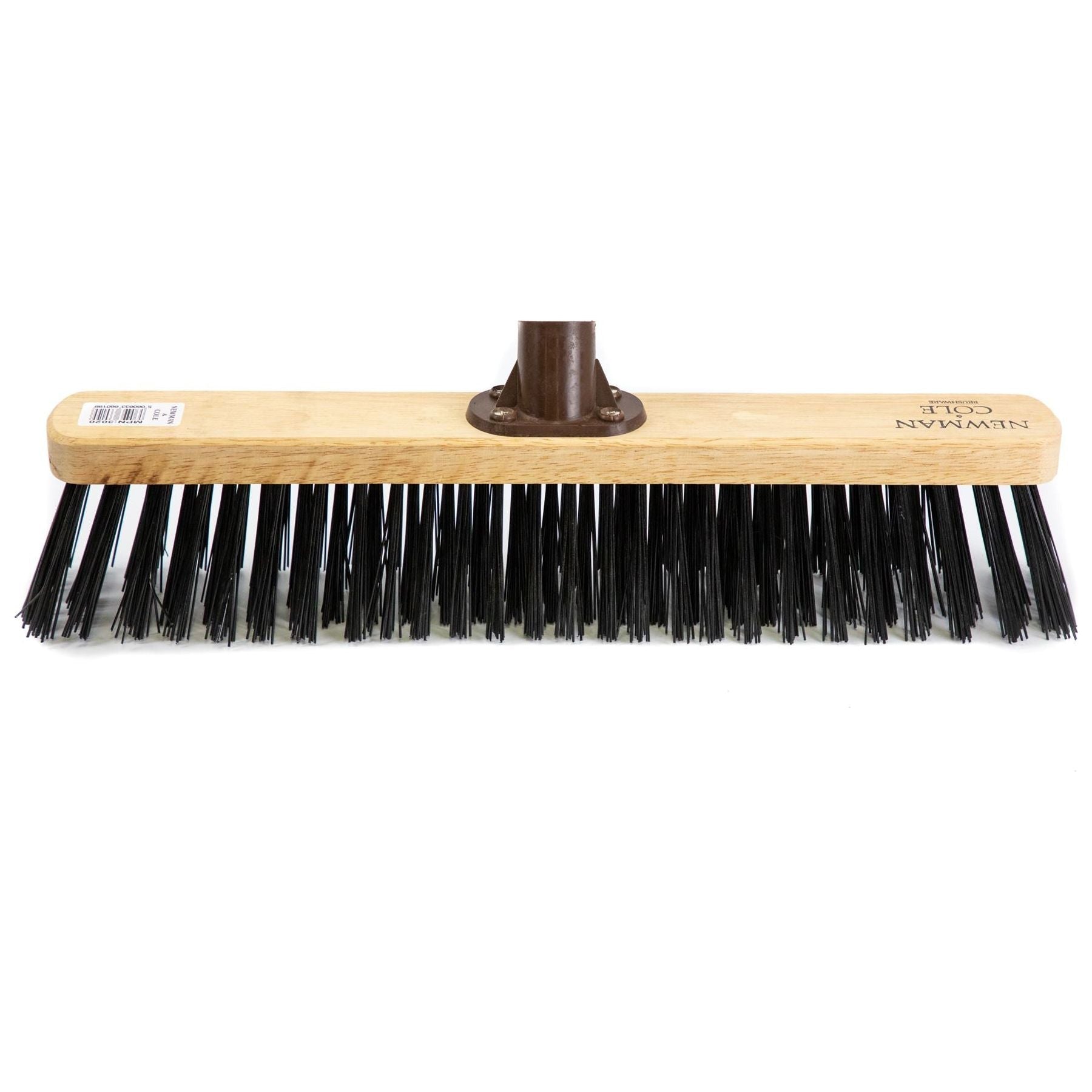18" Newman & Cole Stiff PVC Broom with Plastic Socket & Wooden Handle