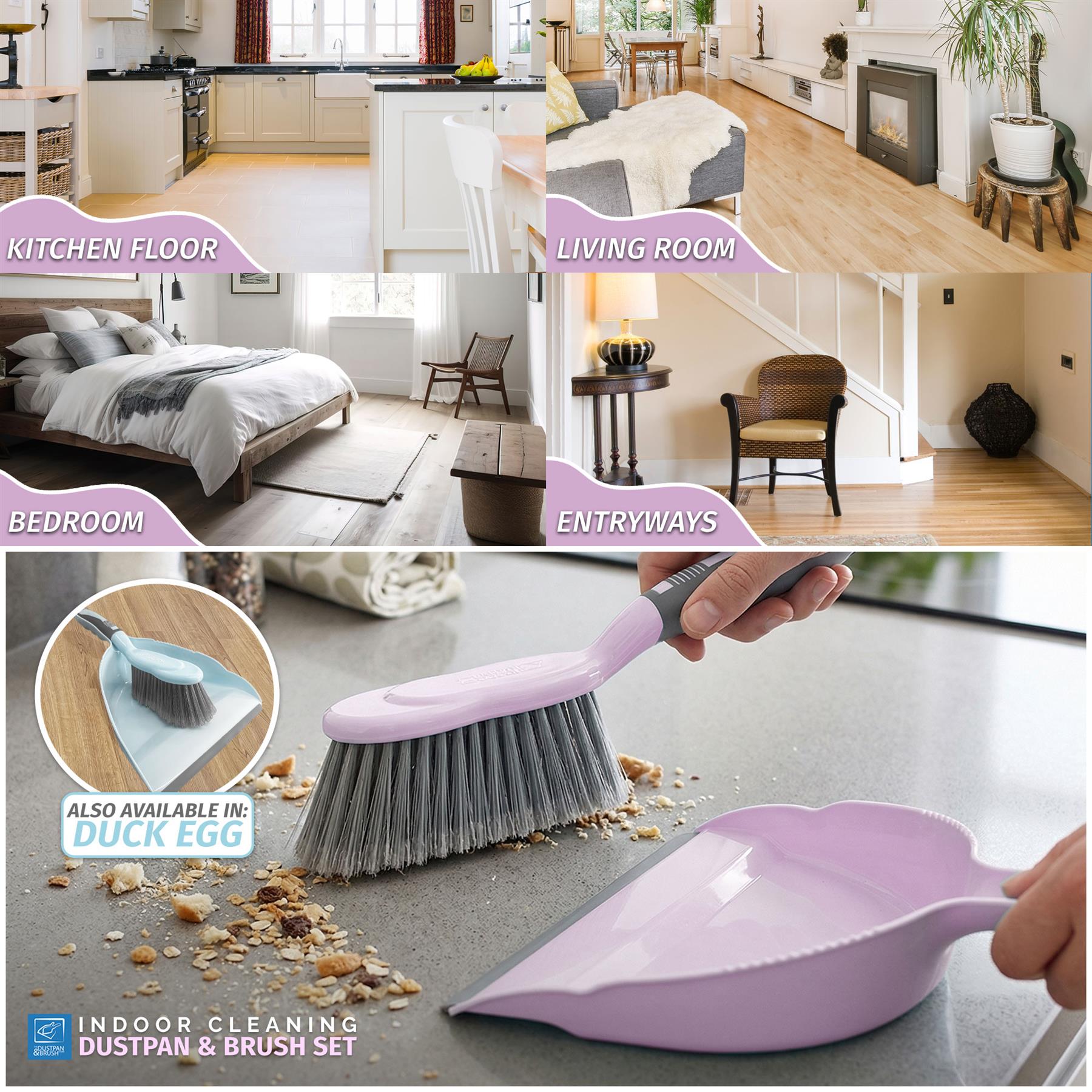 Lilac Dustpan and Brush Set | Compact Household Sweeping Set