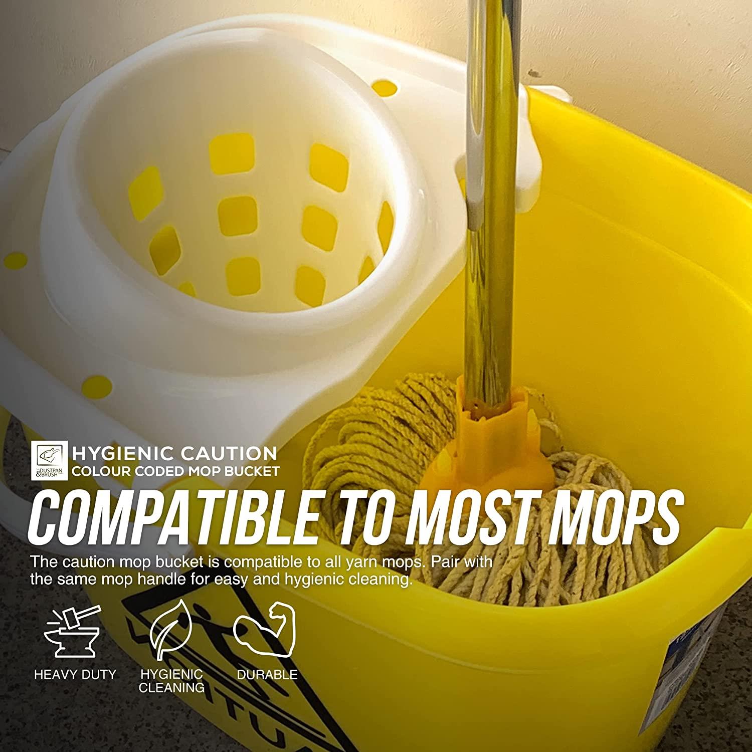 Colour Coded 12L Caution Mop Bucket with Wringer