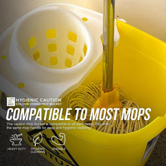 Colour Coded 12L Caution Mop Bucket with Wringer