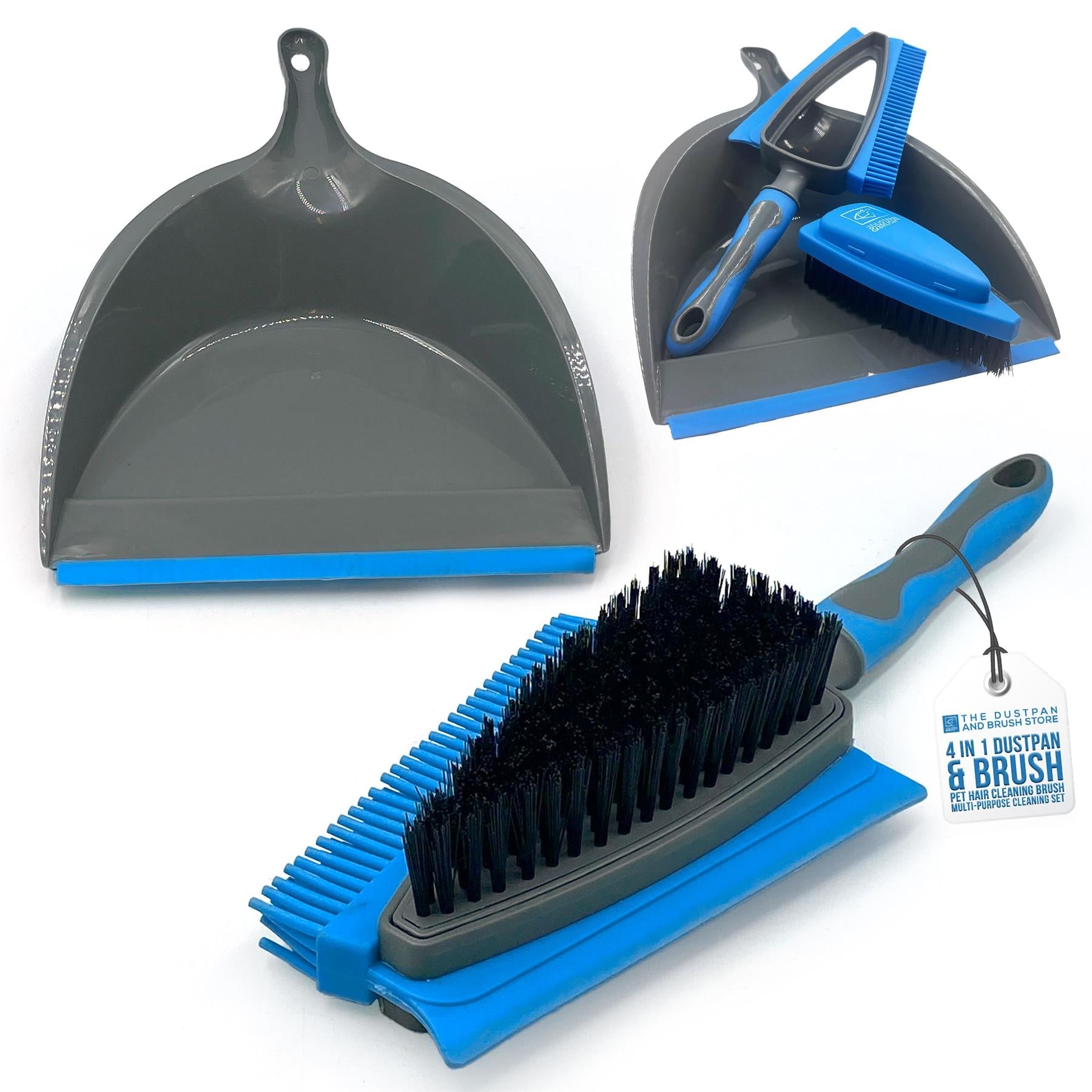 4 in 1 Rubber Dustpan and Brush Set for Pet Hair