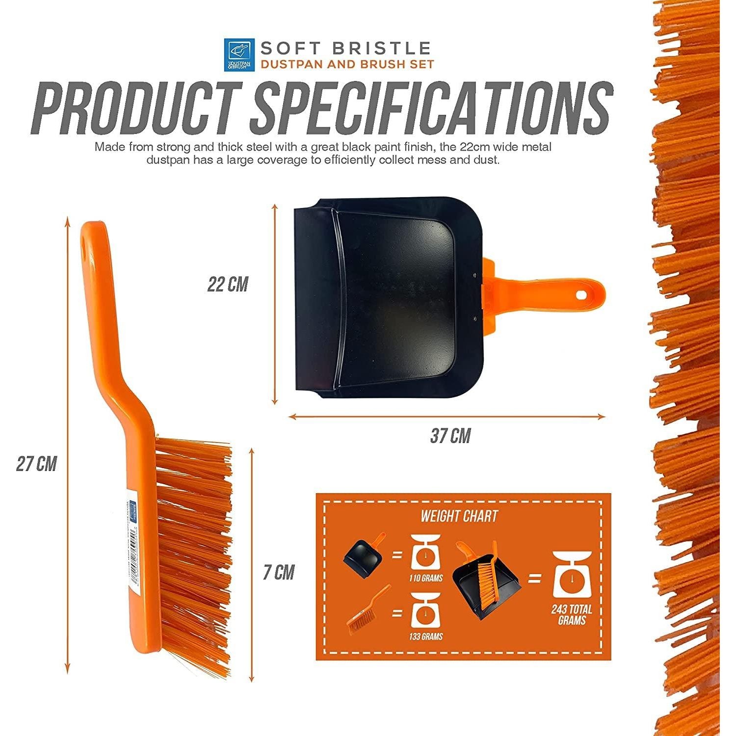 Metal Dustpan and Brush Set – Soft PVC Heavy Duty Cleaner