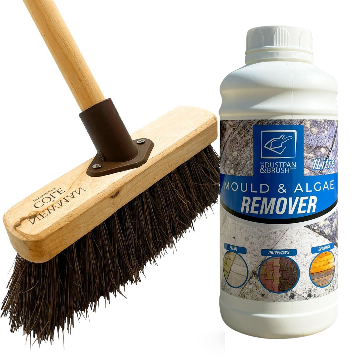 Patio Cleaning Set | Deck Brush & 1L Mould Remover Solution