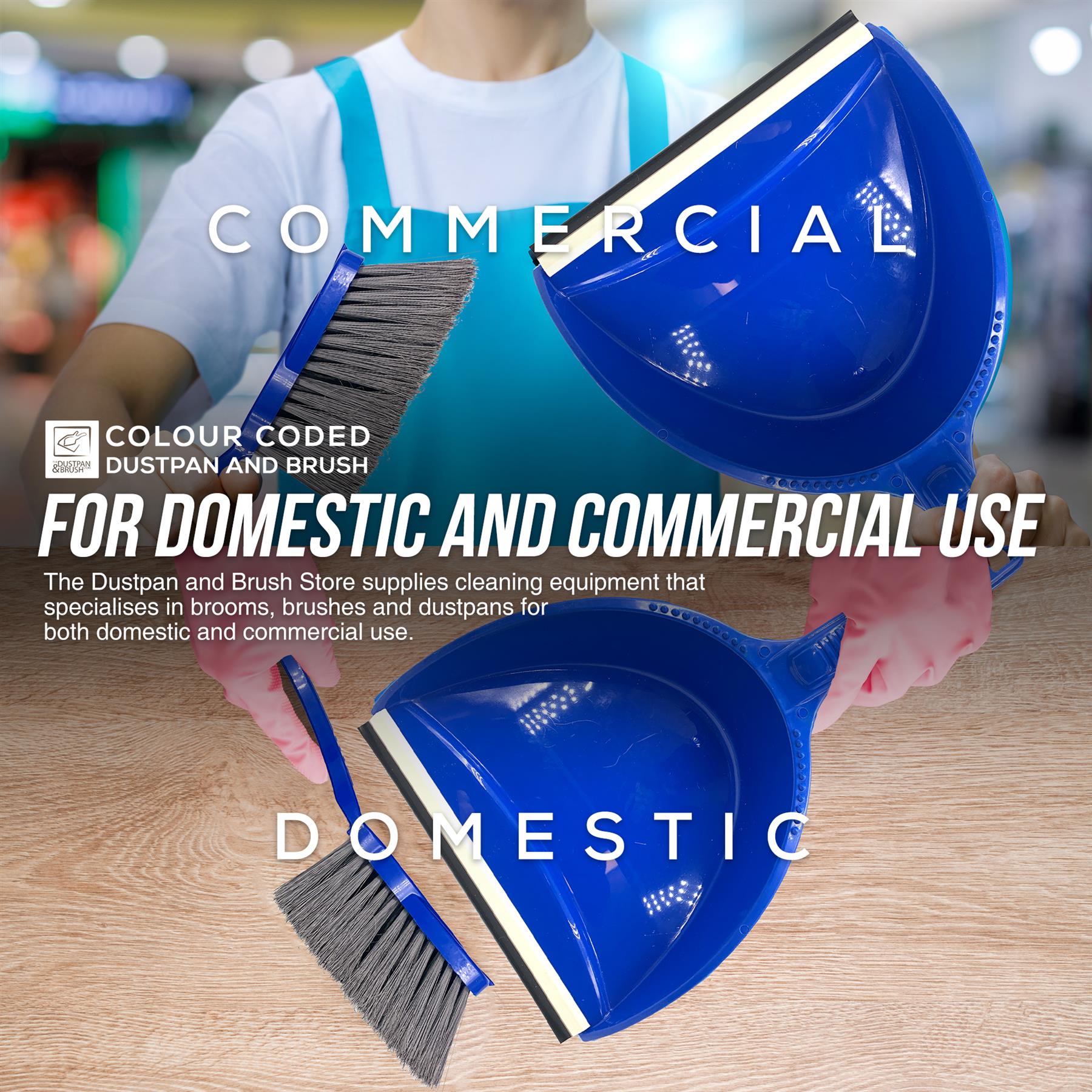 Blue Colour Coded Dustpan and Brush Set