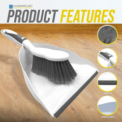 Deluxe Dustpan and Brush Set - Grey