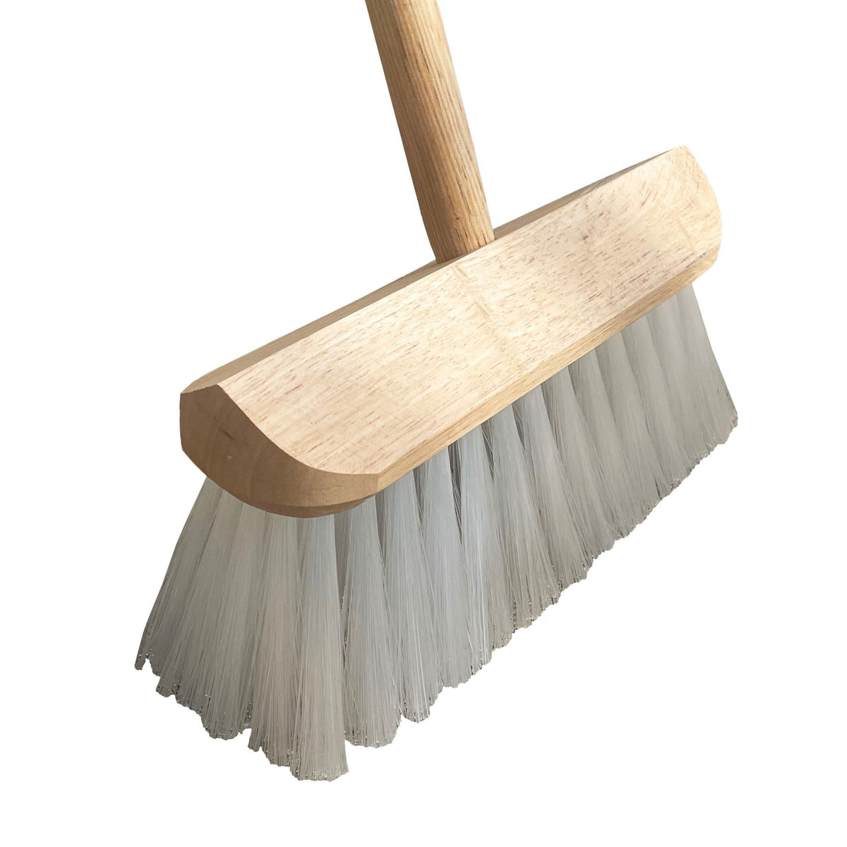 Universal Wooden Gutter Lawn Sweeper Broom Head with Synthetic Bristles and Wooden Handle