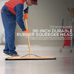 24" Newman and Cole Wooden Floor Squeegee with Tapered Handle