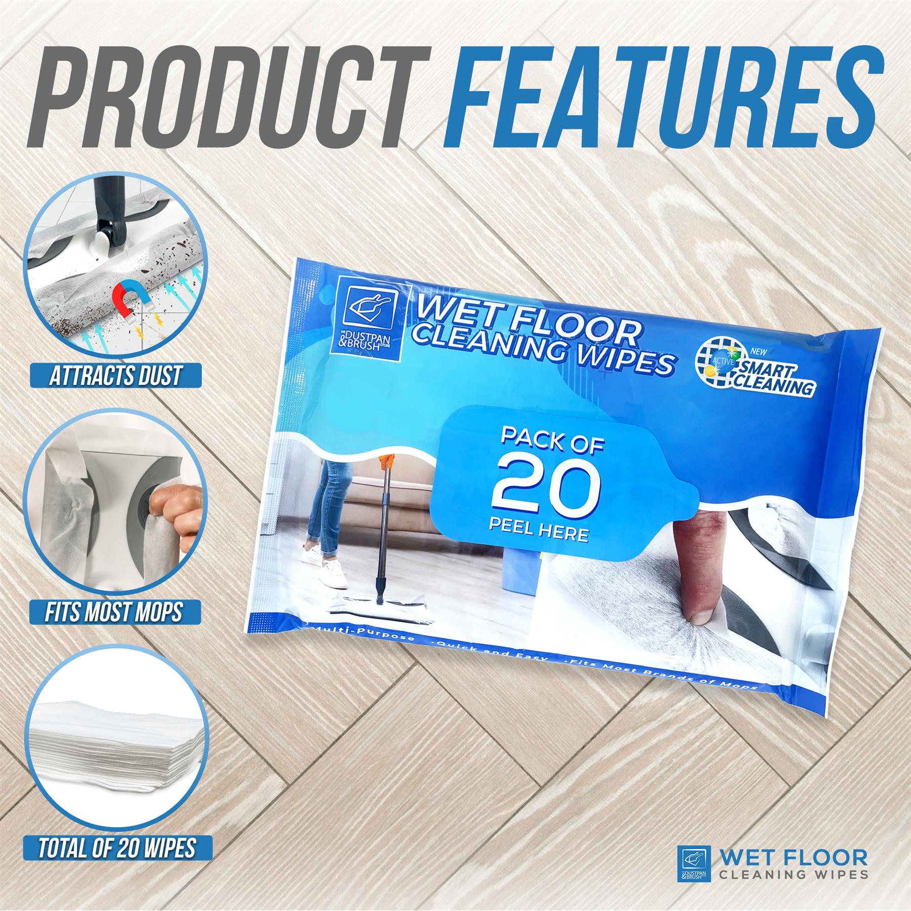 Wet Floor Cleaning Wipes – Disposable Multi-Surface Wipes