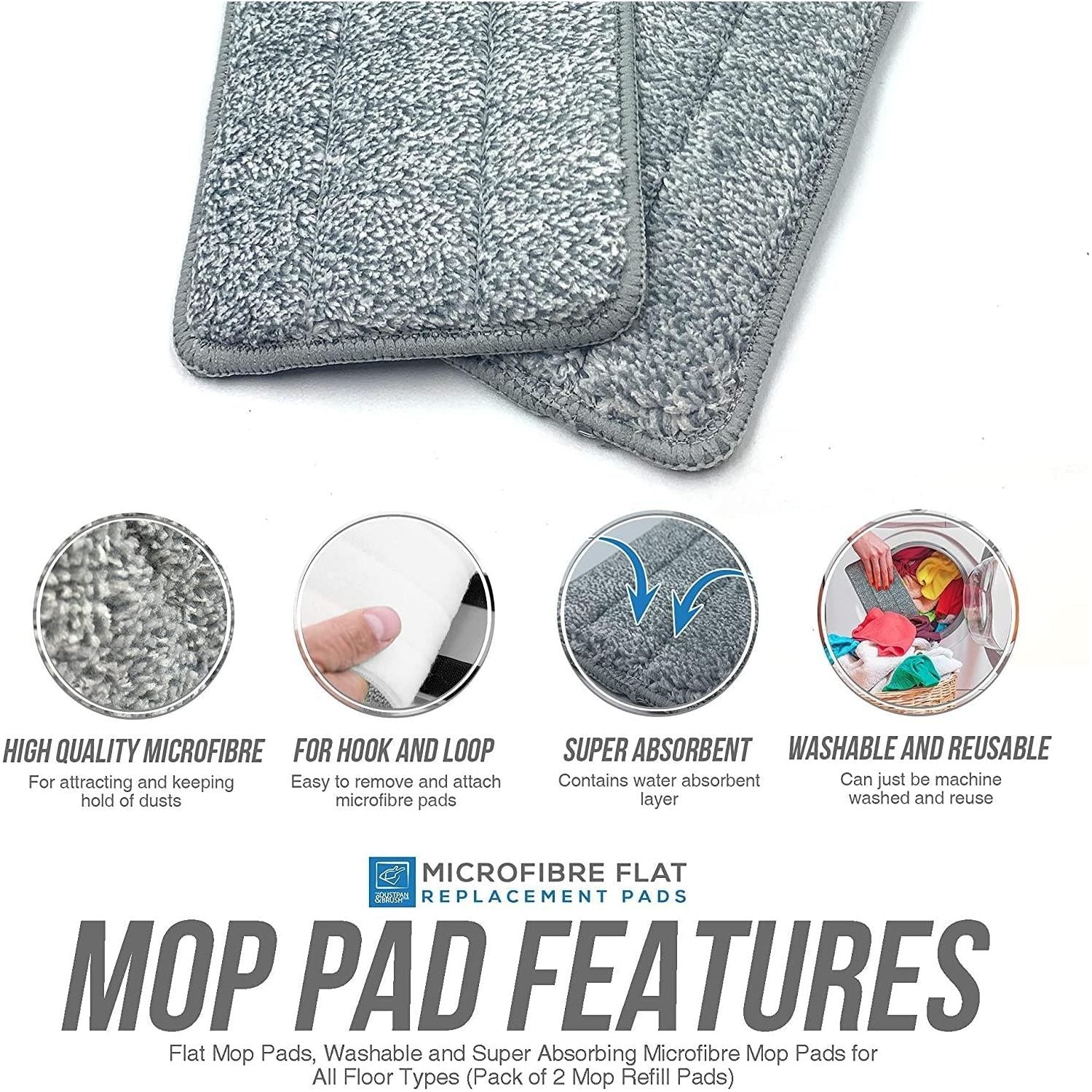 Magic Flat Mop Refill Pads Pack of 2 for Wash & Dry Mop Set
