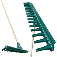 Big Plastic Rake Head with Wooden Handle – 70cm Garden Rake
