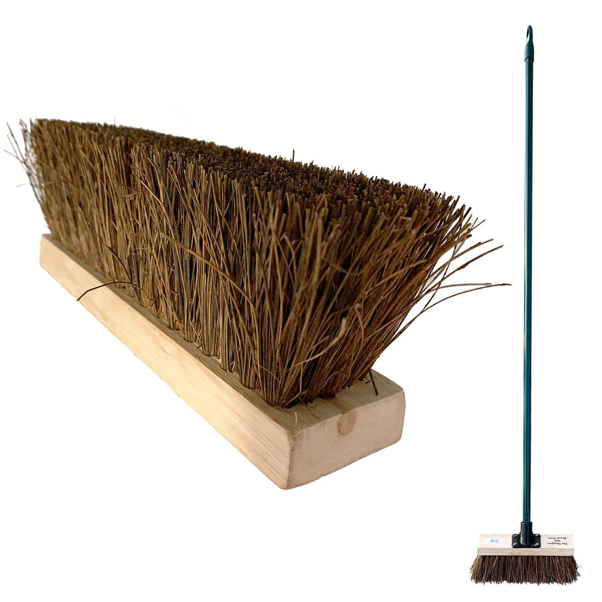 10" Stiff Bassine Broom with Metal Handle – Outdoor Yard Brush