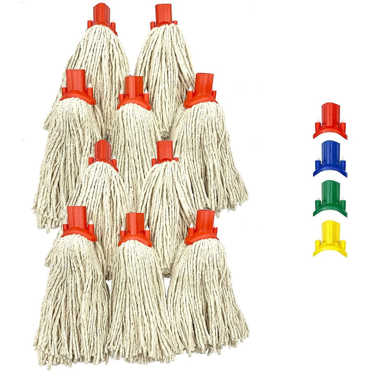 Red Colour Coded Cotton Mop Heads 12PY Pack of 10