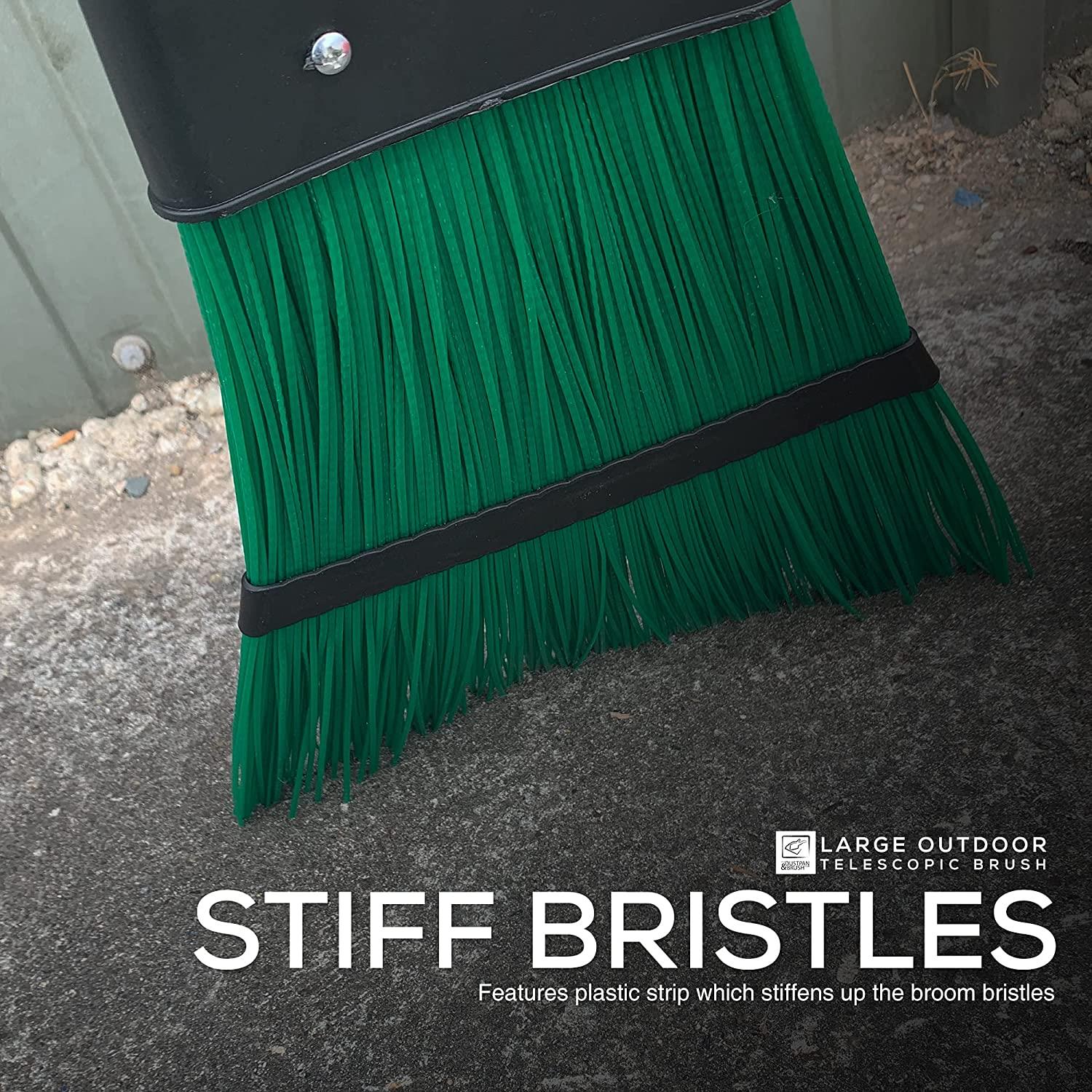 Telescopic Lawn and Gutter Flick Broom - Long PVC Bristle Outdoor Brush