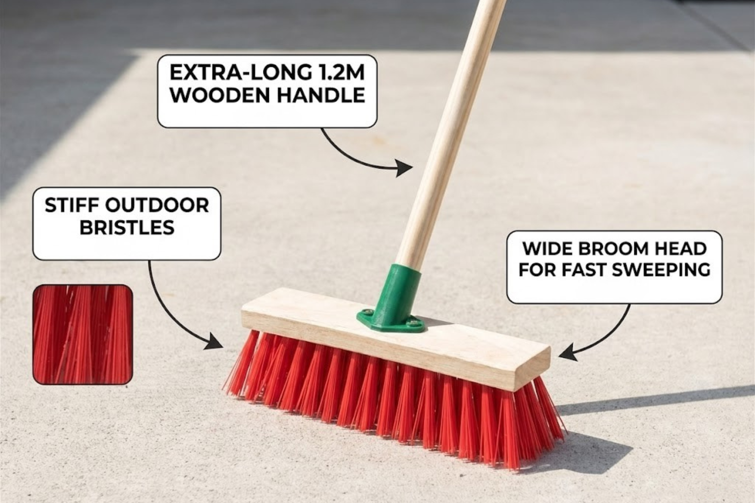 11.5" Stiff Red PVC Broom Head with Bracket