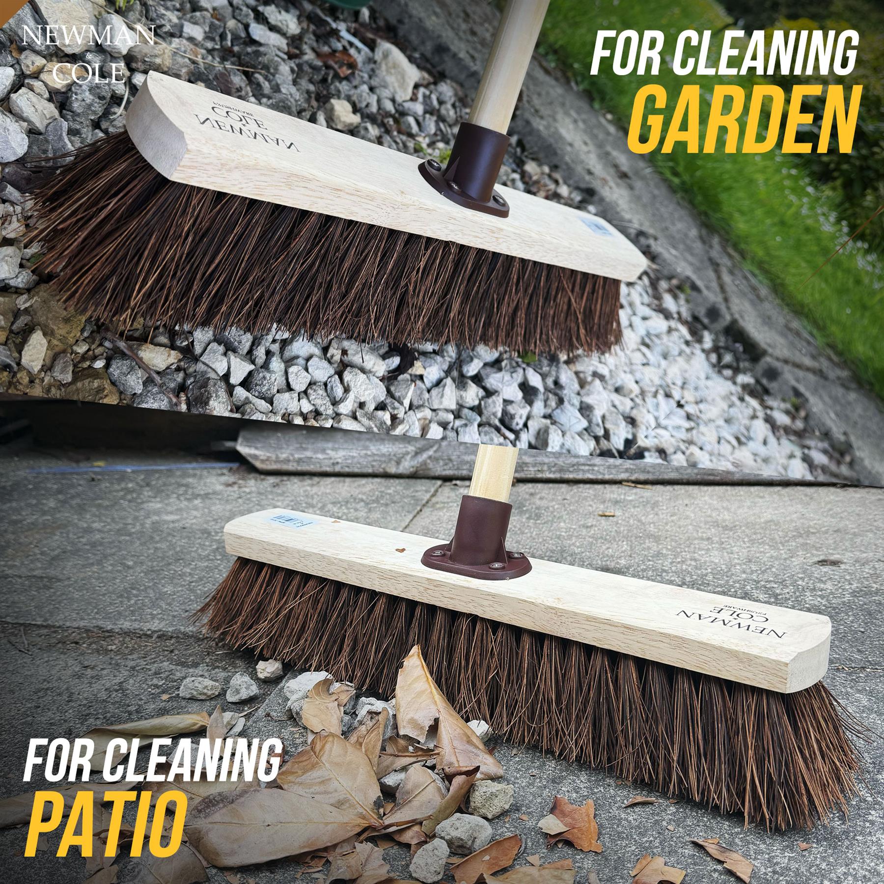 18" Newman & Cole Bassine Broom with Handle | Heavy Duty Outdoor Brush