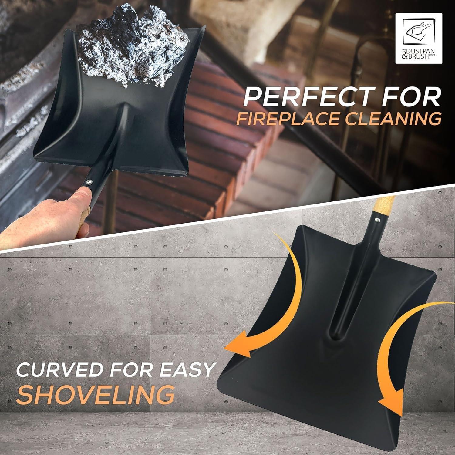 9" Galvanised Black Coal Shovel and Wooden Handle