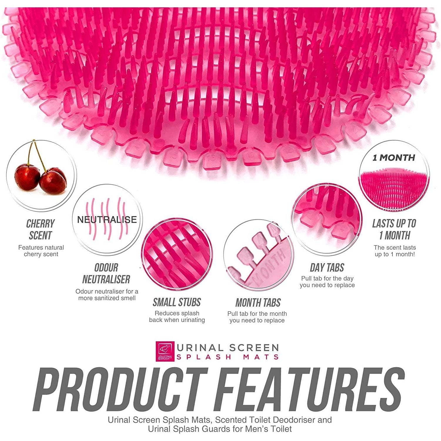 Urinal Screen Cherry Pink – Splash Mat & Odour Control