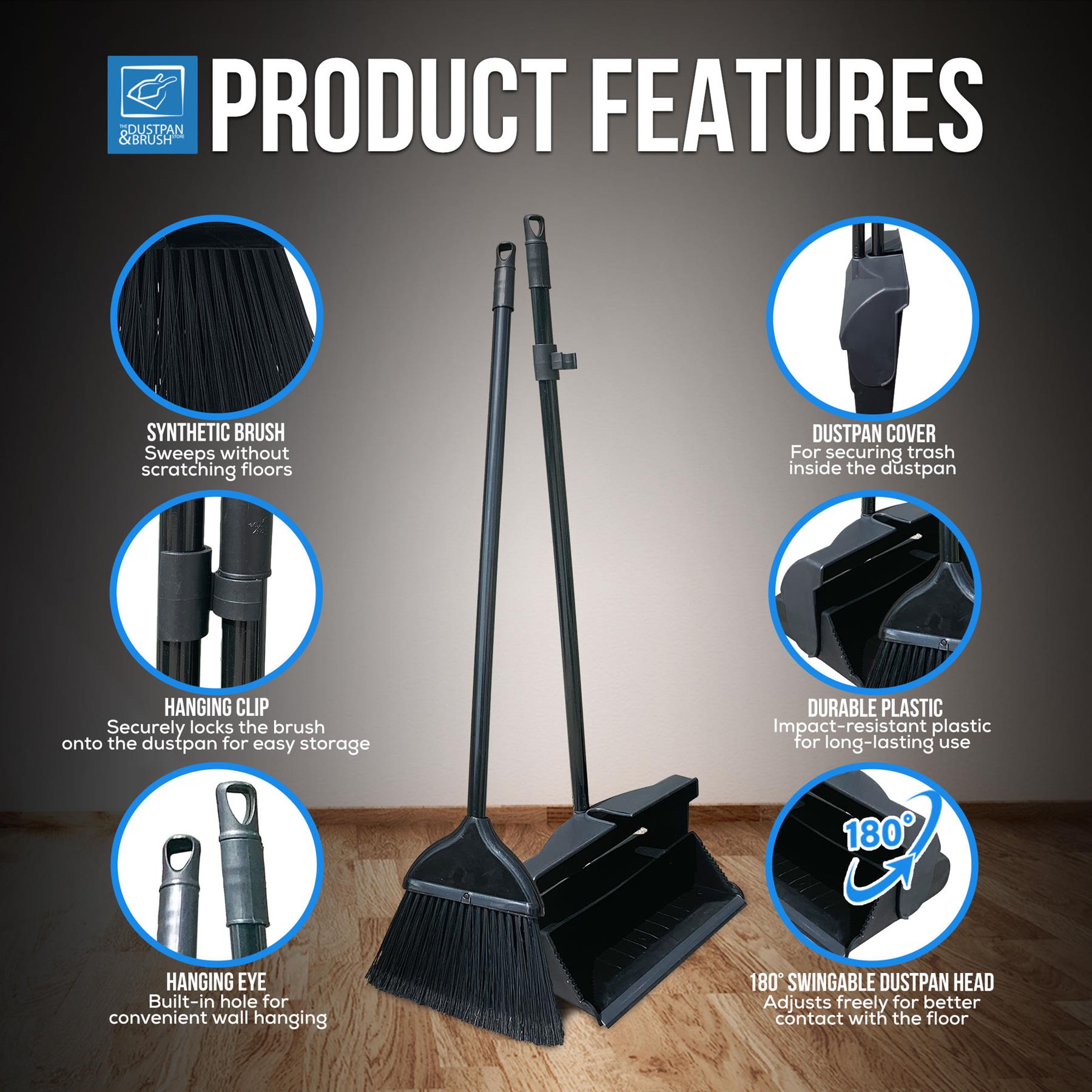 Long Handled Dustpan and Brush Set – Upright Floor Cleaner for Easy Cleaning