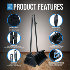 Long Handled Dustpan and Brush Set – Upright Floor Cleaner for Easy Cleaning