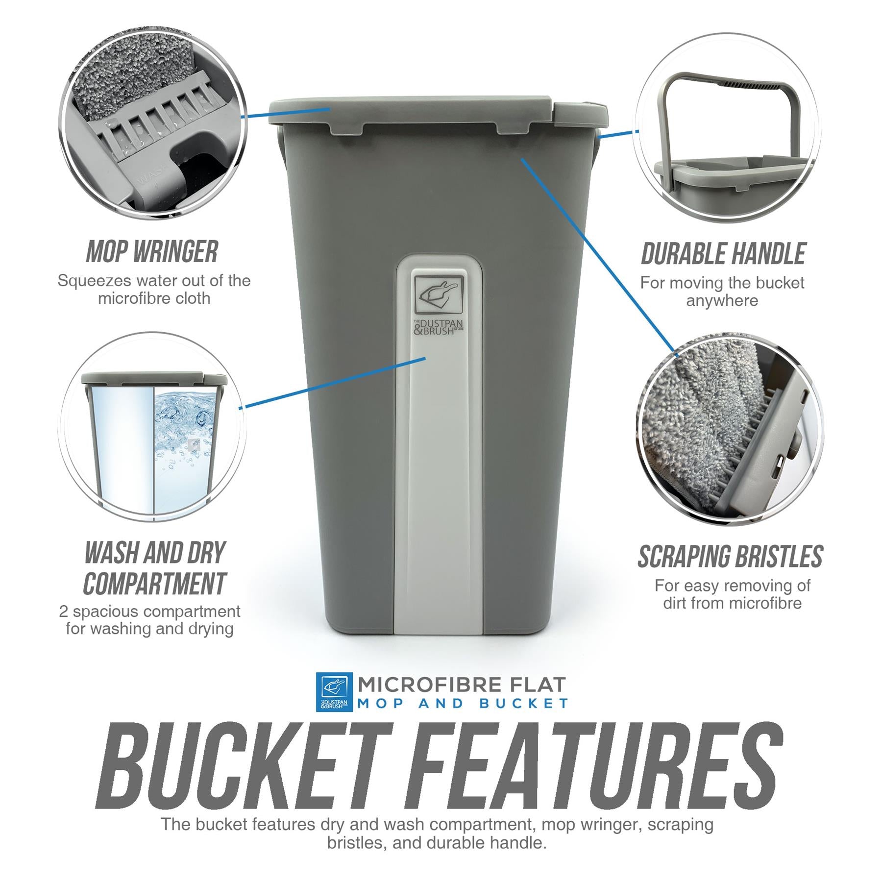 Magic Wash & Dry Flat Mop and Bucket Set – Compact Floor Cleaning