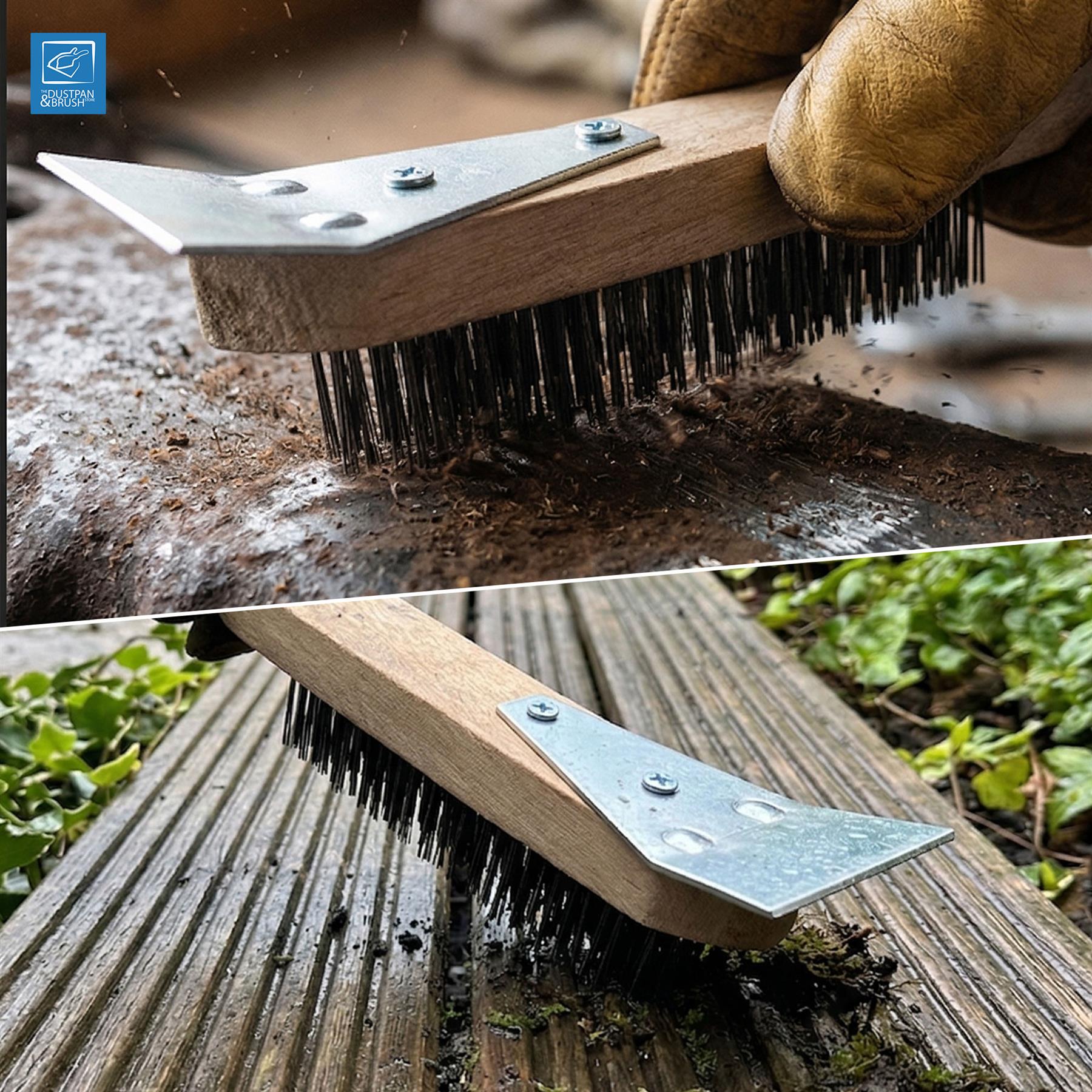 Wooden Wire Brush with Scraper | Single & Pack of 3