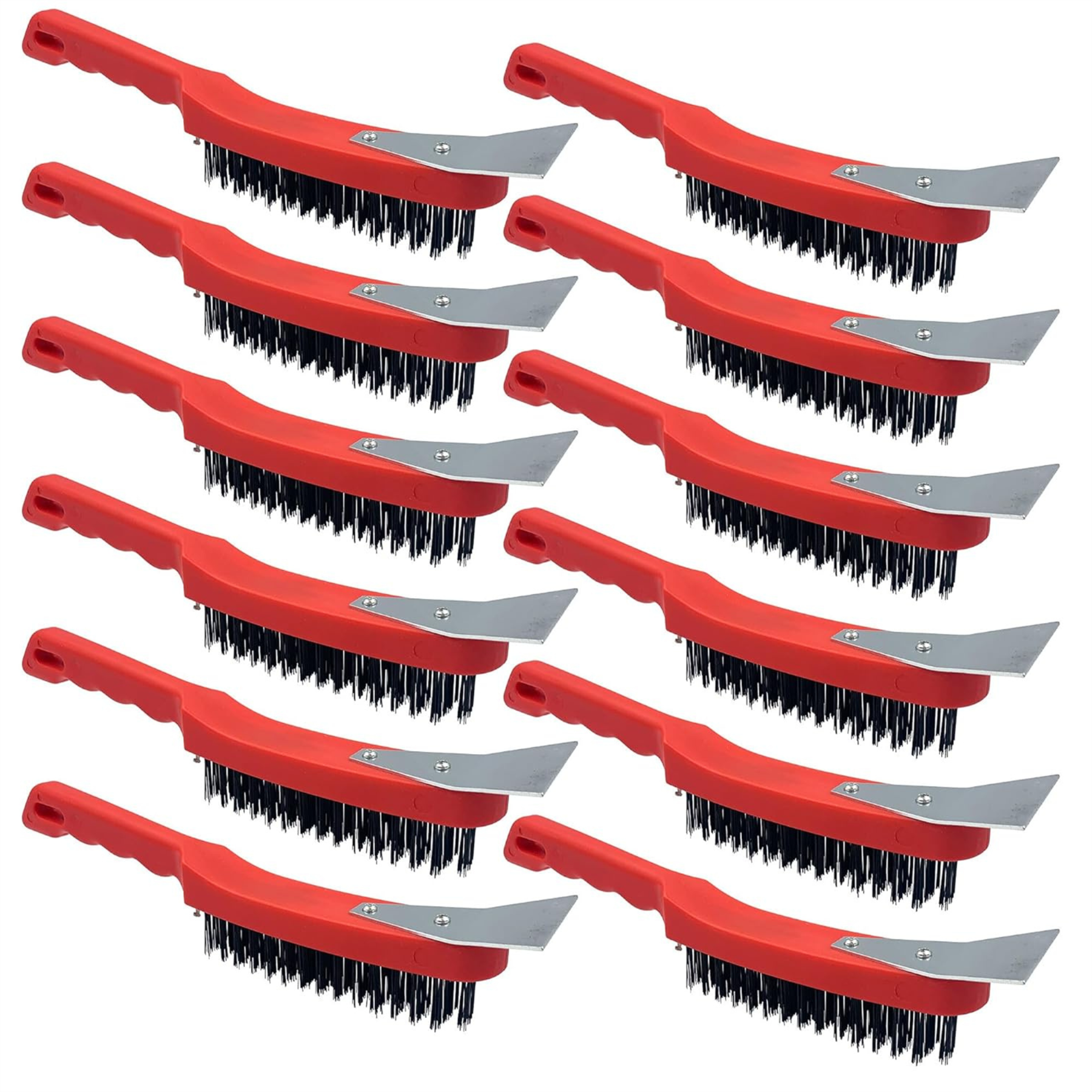 Heavy Duty Wire Brush with Scraper | Single, 3 & 12 Pack Options