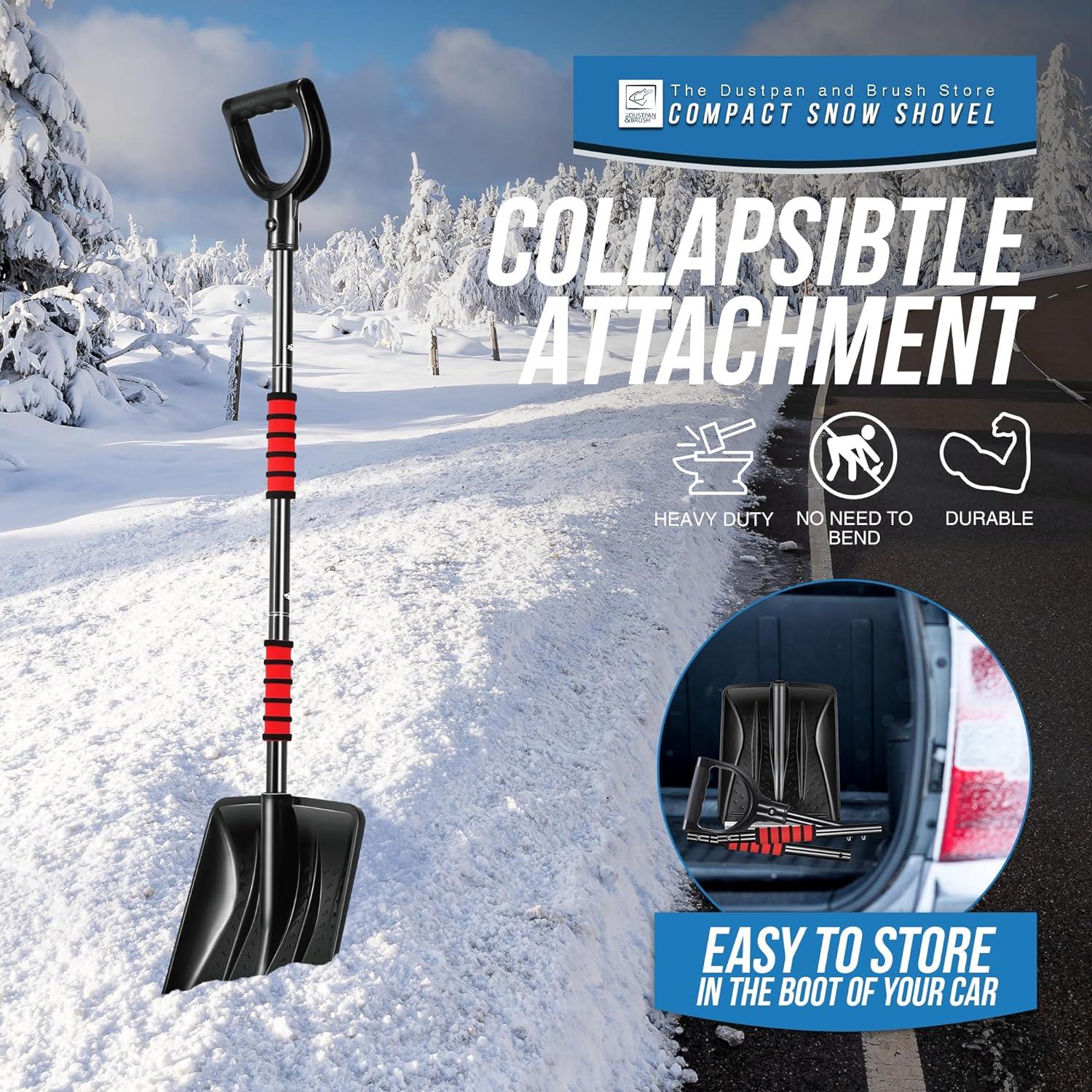Compact Travel Snow Shovel with Steel Handle