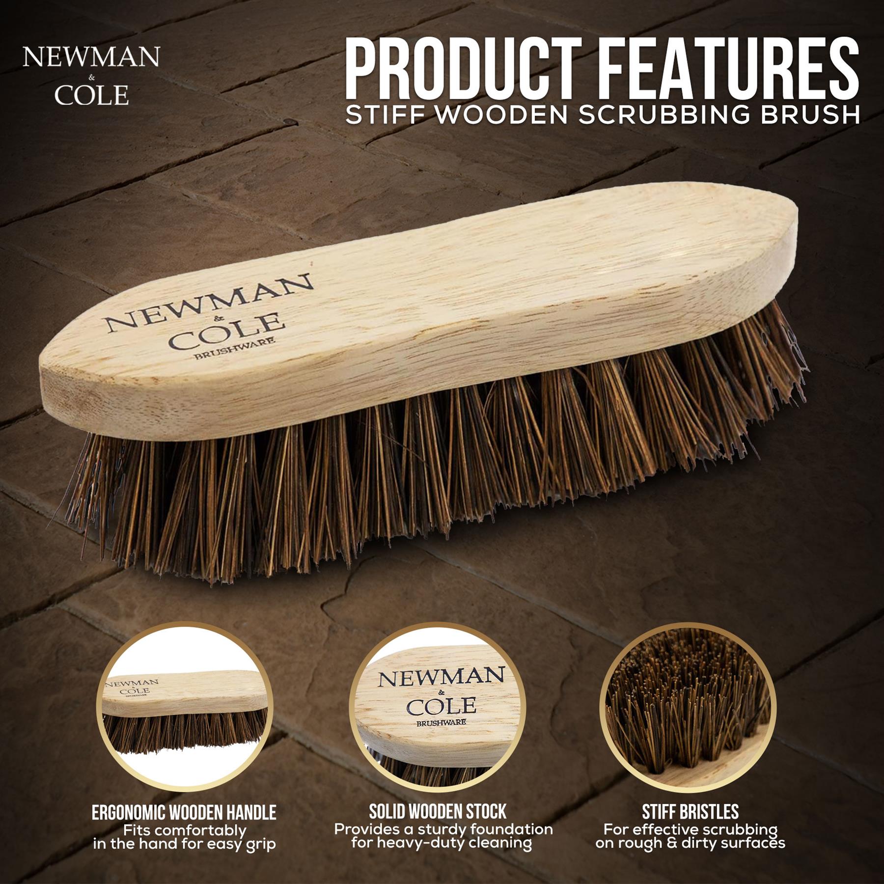 Newman and Cole Wooden Natural Bassine Scrubbing Brush