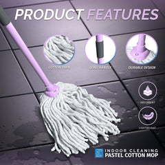 Lilac Cotton Mop | Absorbent Floor Mop with Handle