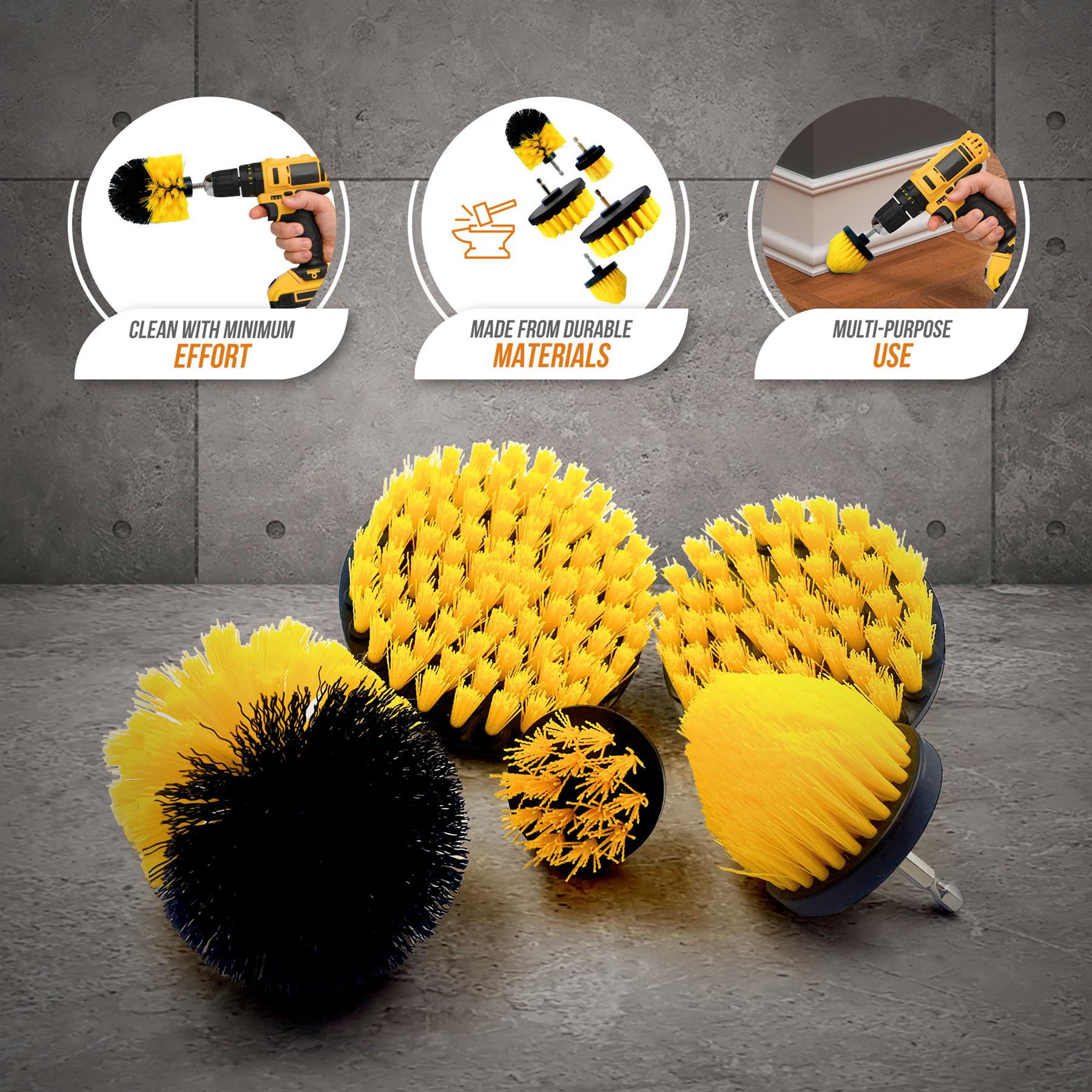 Drill Brush Cleaning Set | Nylon Power Scrubbing Brushes