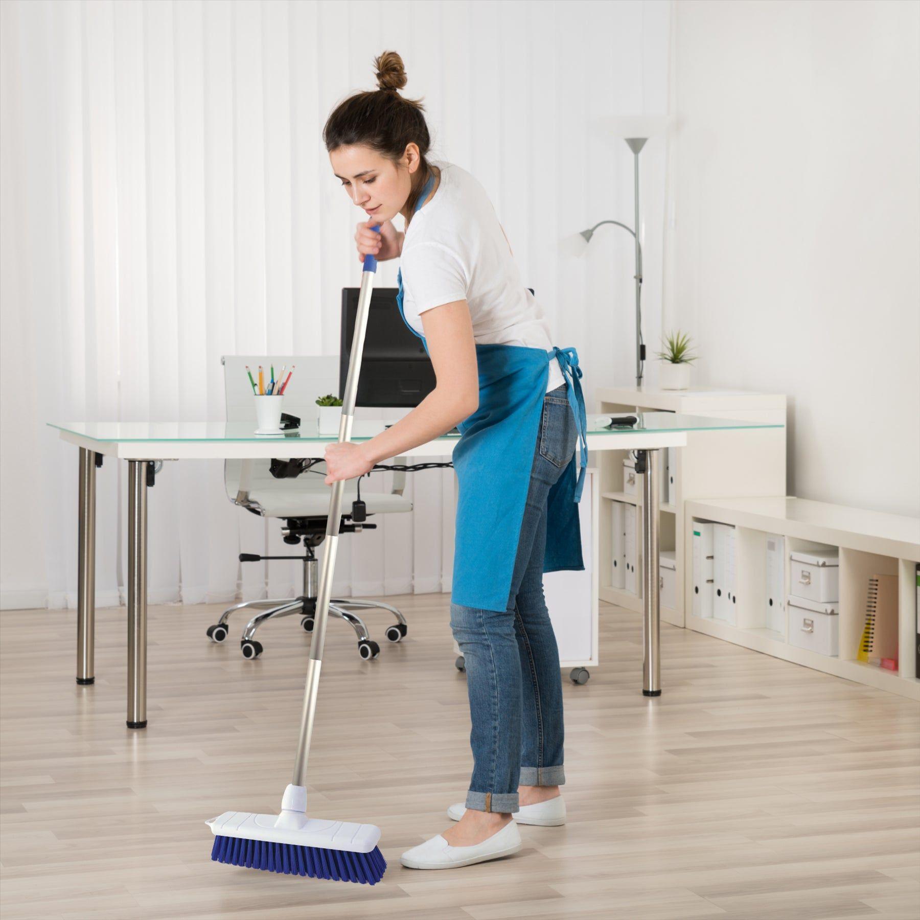 Blue 12" Soft Colour Coded Hygiene Broom with Aluminium Handle