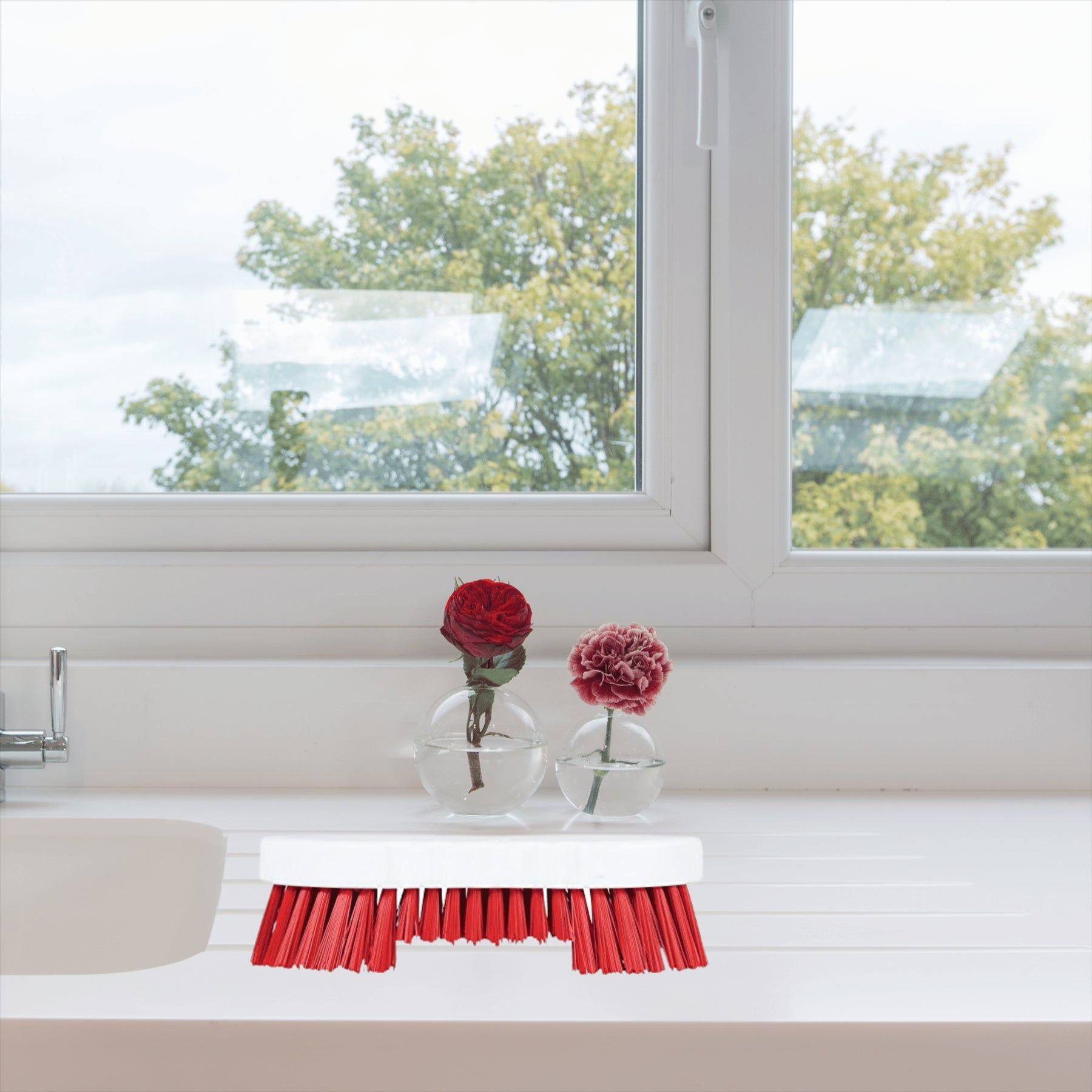 Red Double Winged Scrubbing Brush | Heavy Duty Floor Brush