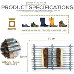 Newman and Cole Galvanised Boot Mat Scraper with 2 Brushes