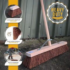 24" Newman & Cole Stiff Bassine Broom with 4ft6 Handle & Metal Stay