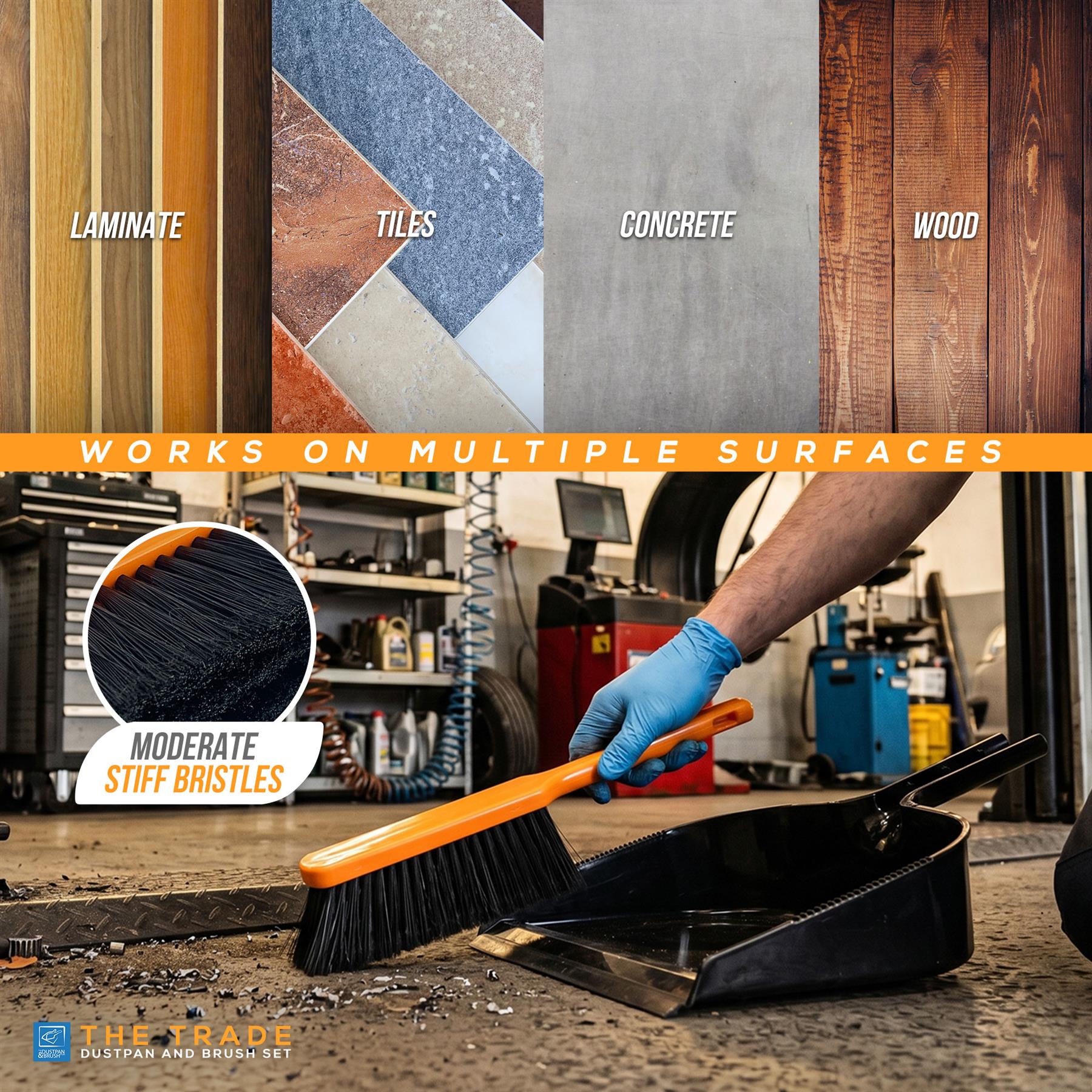 TRADE Jumbo Dustpan and Large Brush Set – Heavy Duty Builders Cleaning Set