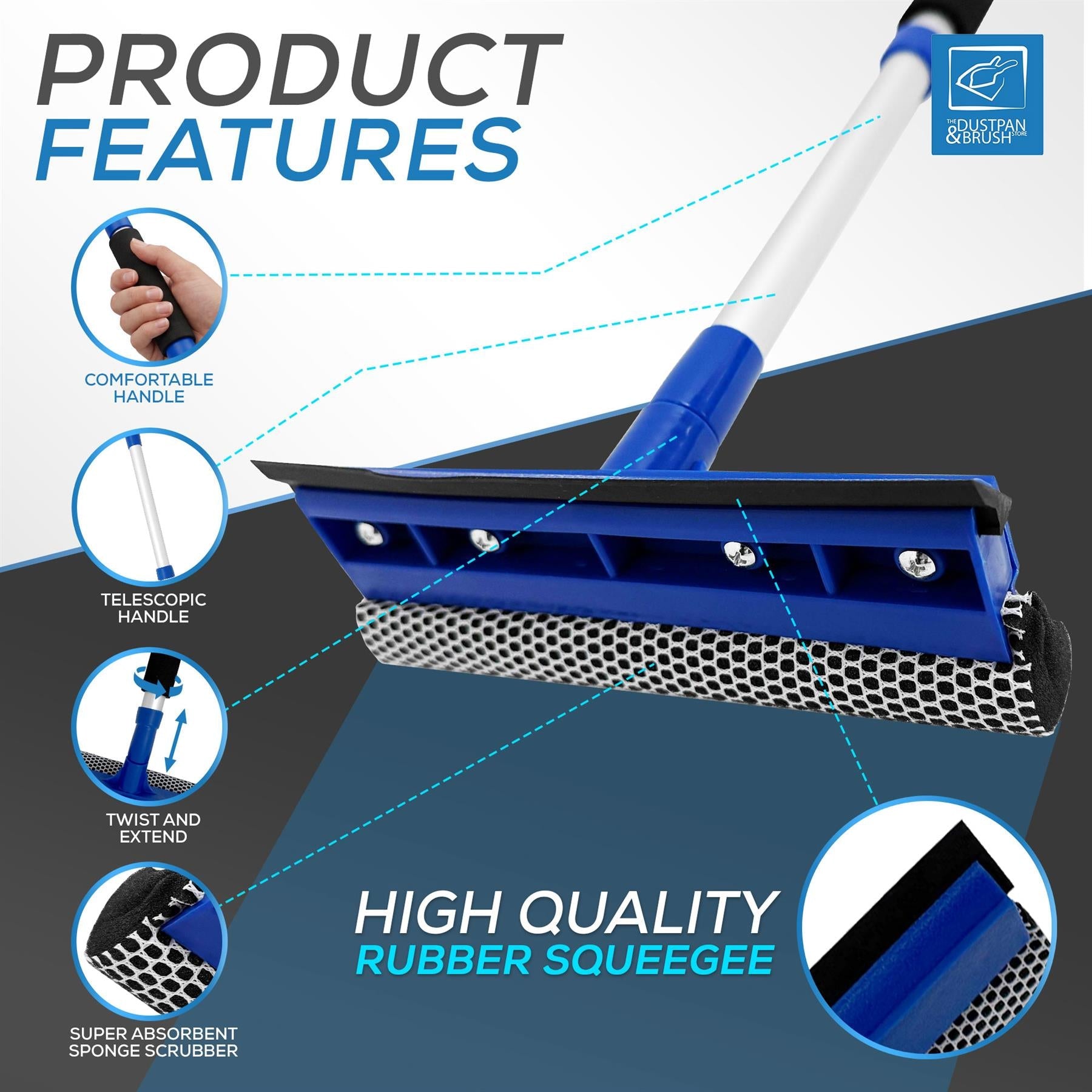 Professional Window Squeegee & Applicator with Telescopic Handle