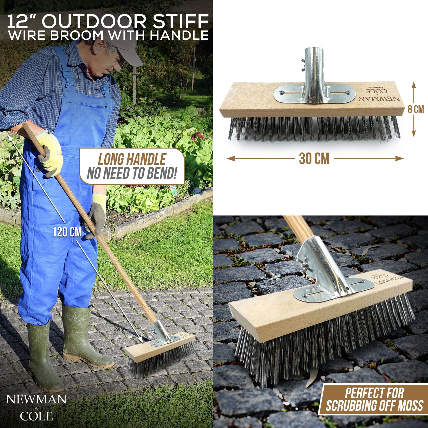 12" Newman & Cole Wire Broom with Wooden Handle