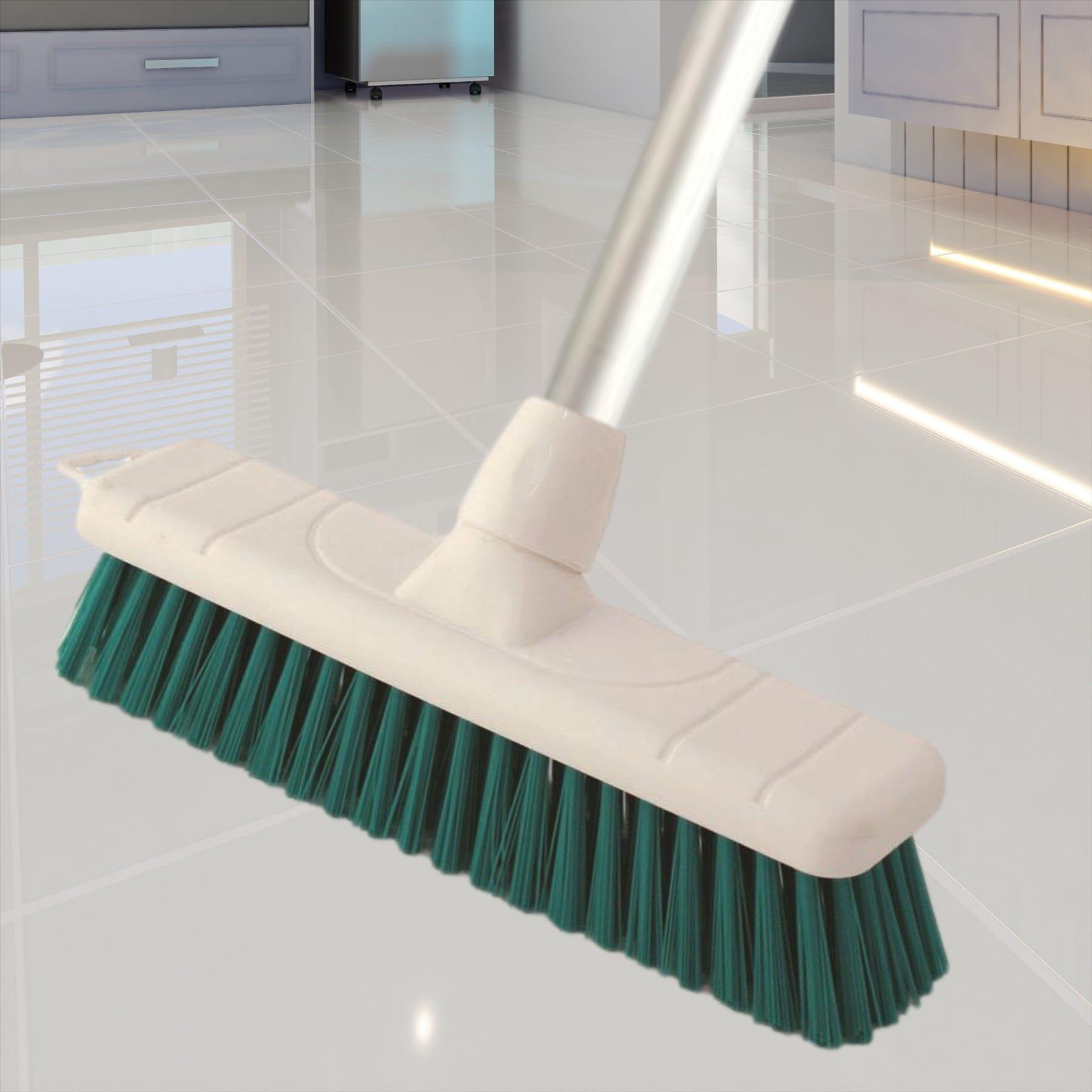 Green Colour Coded 12" Soft Broom & Handle