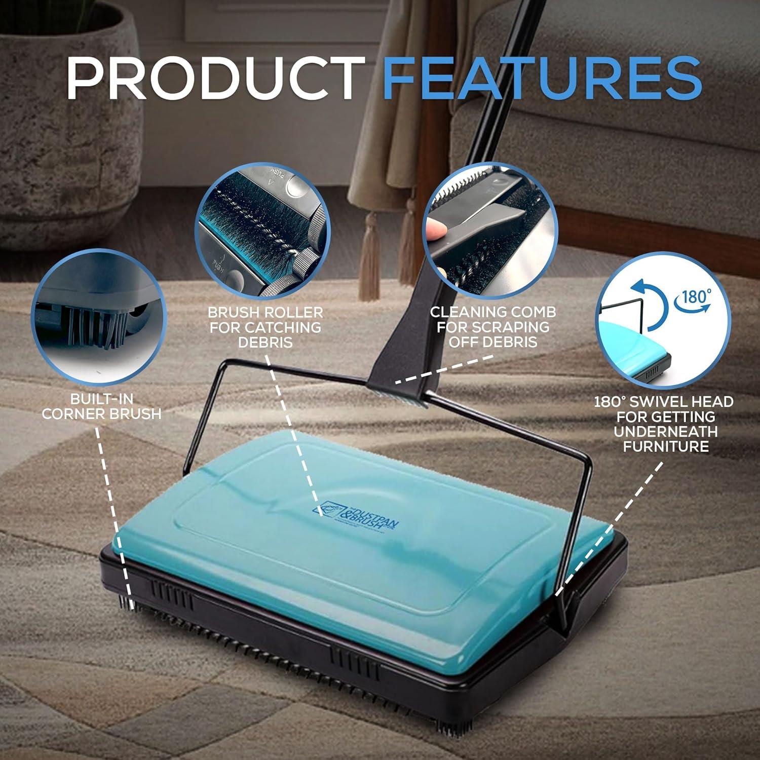 Manual Carpet Cleaner for Rugs & Hard Floors